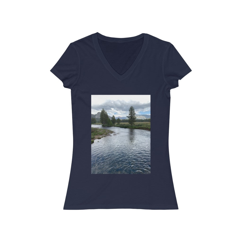 River - Women's Jersey Short Sleeve V-Neck Tee