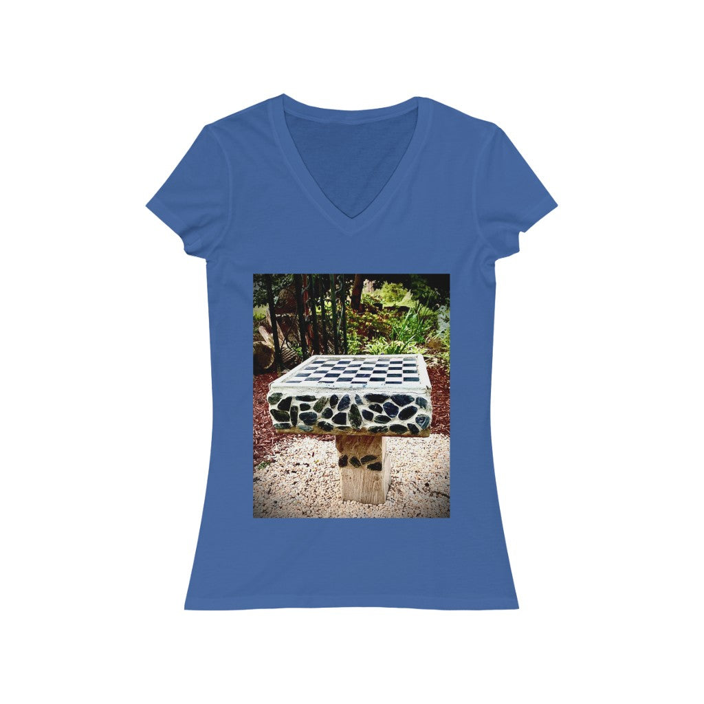 Chess Board - Women's Jersey Short Sleeve V-Neck Tee