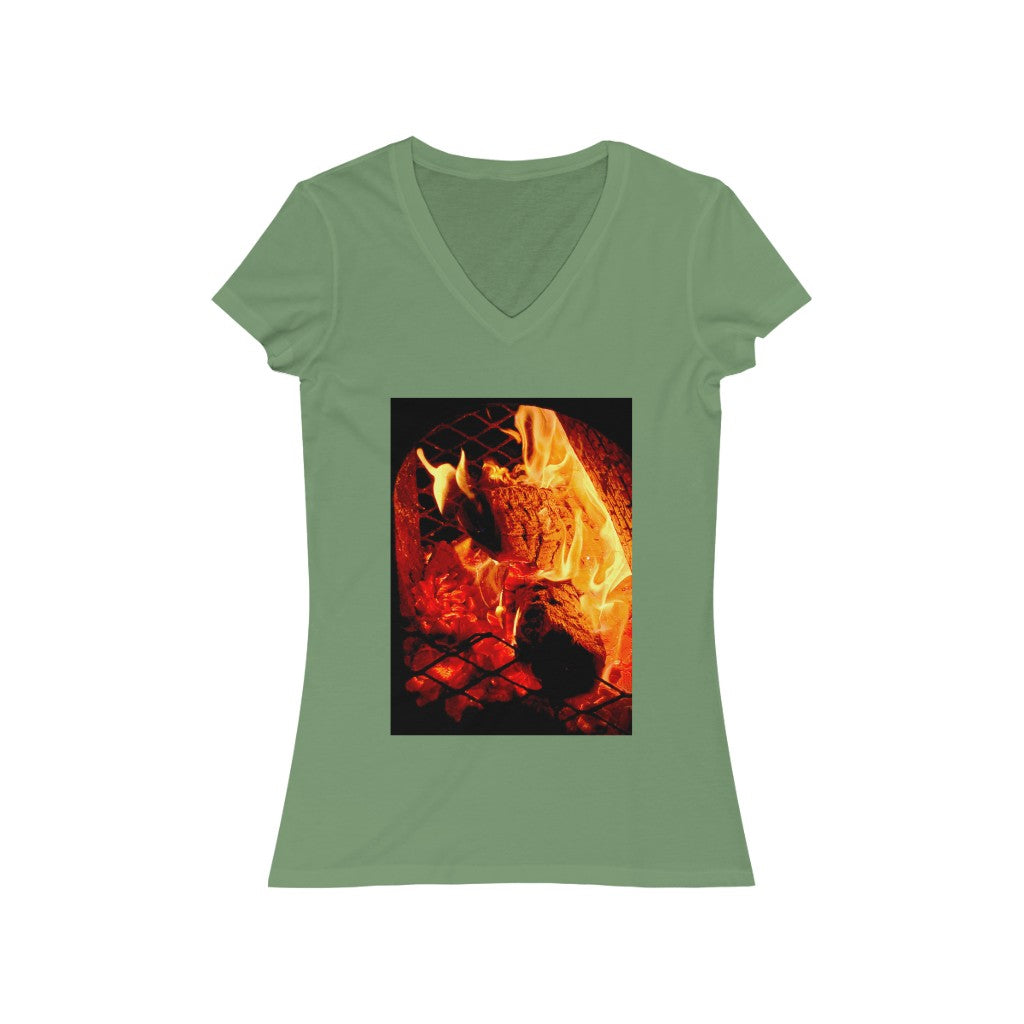 Chiminea - Women's Jersey Short Sleeve V-Neck Tee