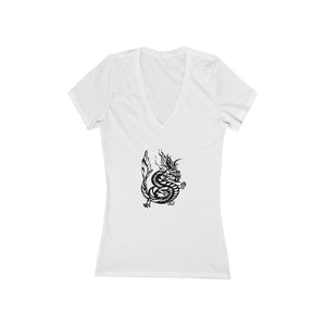 "Ja ja uma (Dragon)" - Women's Jersey Short Sleeve V-Neck Tee