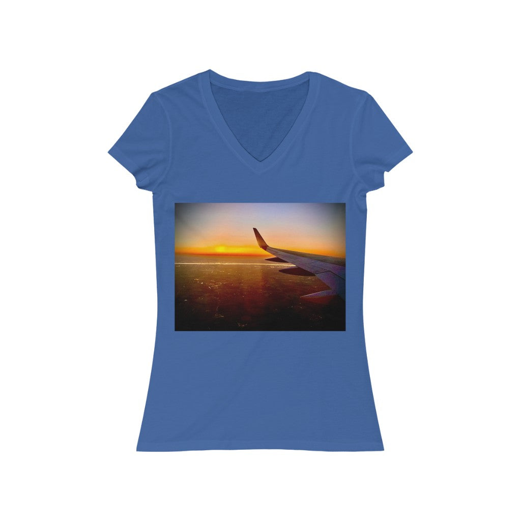 Wing & Sunset - Women's Jersey Short Sleeve V-Neck Tee