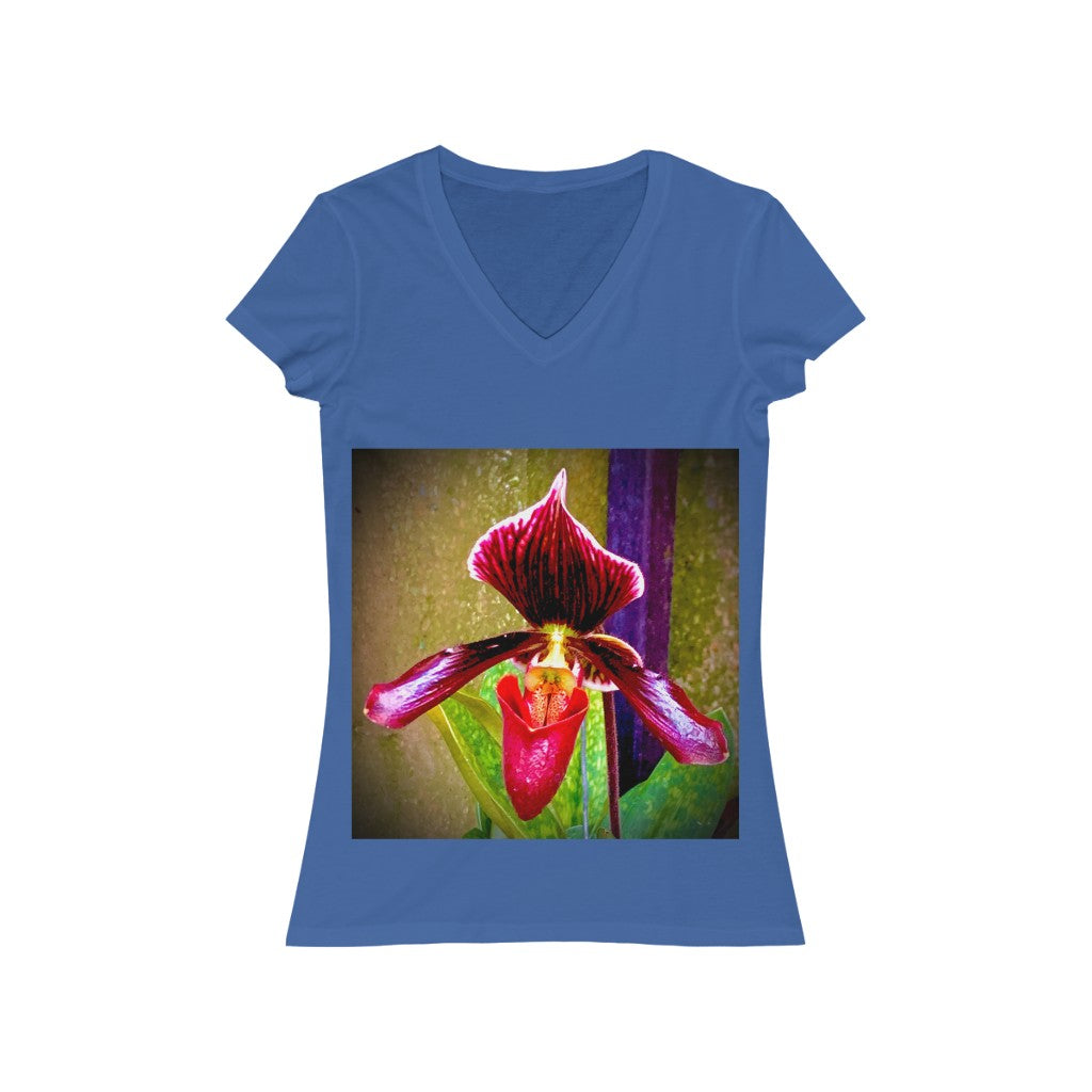 Orchid 4 - Women's Jersey Short Sleeve V-Neck Tee
