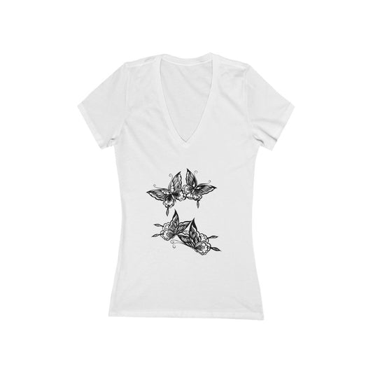 "Metamorphosis Three" - Women's Jersey Short Sleeve Deep V-Neck Tee