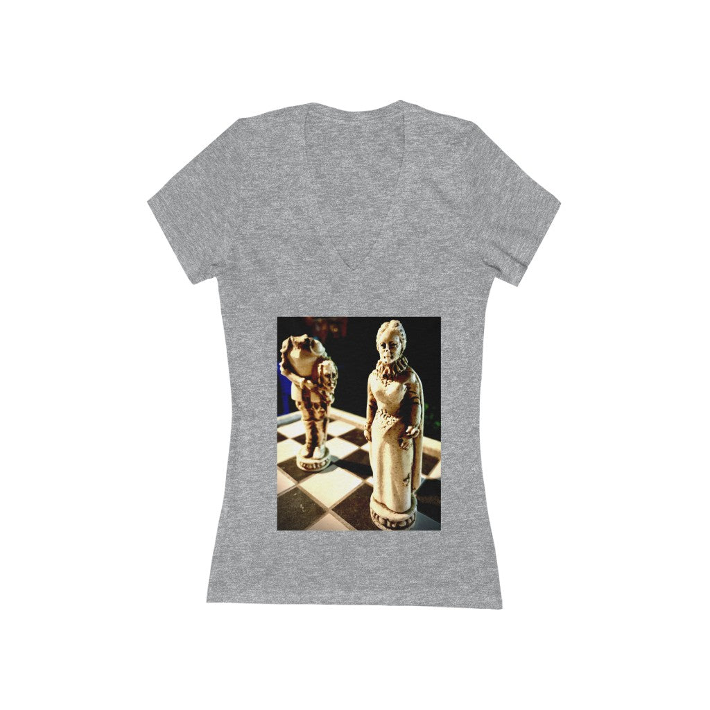 She Did This - Women's Jersey Short Sleeve V-Neck Tee