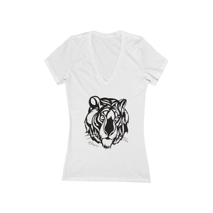 "Bengal Tiger Head" - Women's Jersey Short Sleeve V-Neck Tee