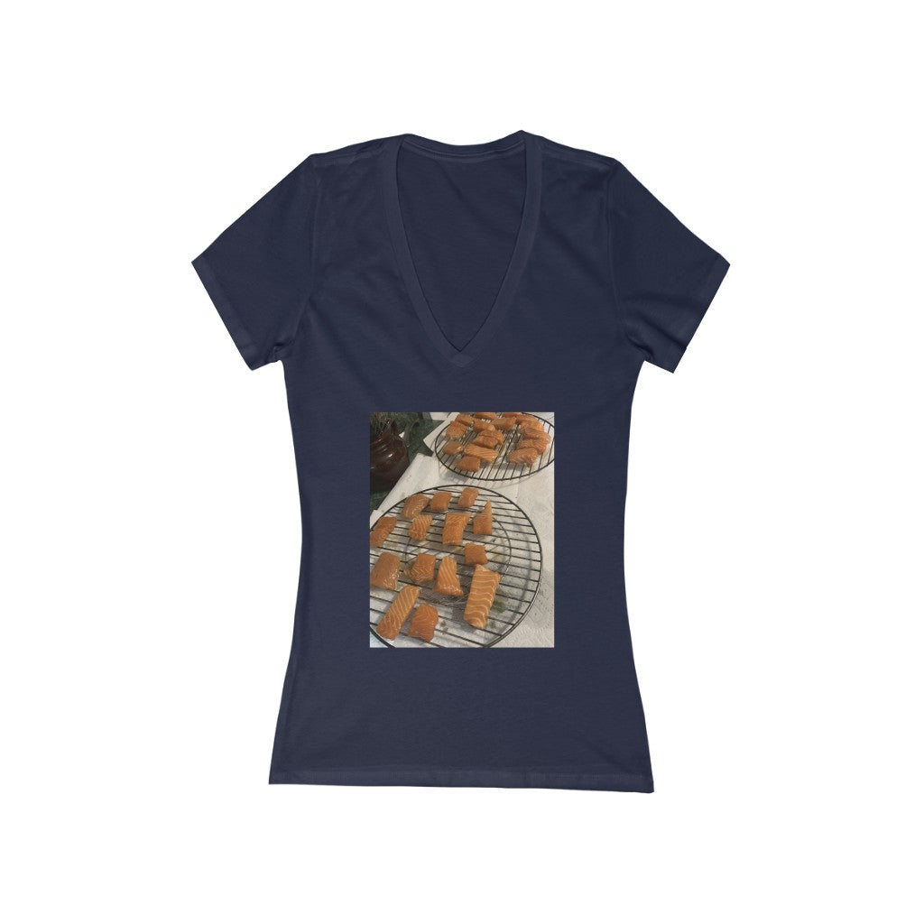 Almost Smoked Salmon - Women's Jersey Short Sleeve V-Neck Tee