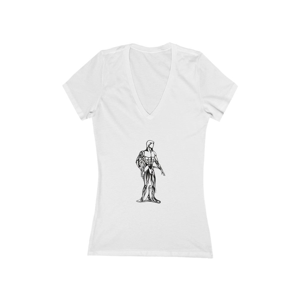 "Man" - Women's Jersey Short Sleeve V-Neck Tee