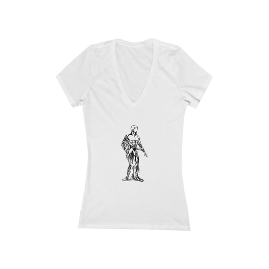 "Man" - Women's Jersey Short Sleeve V-Neck Tee