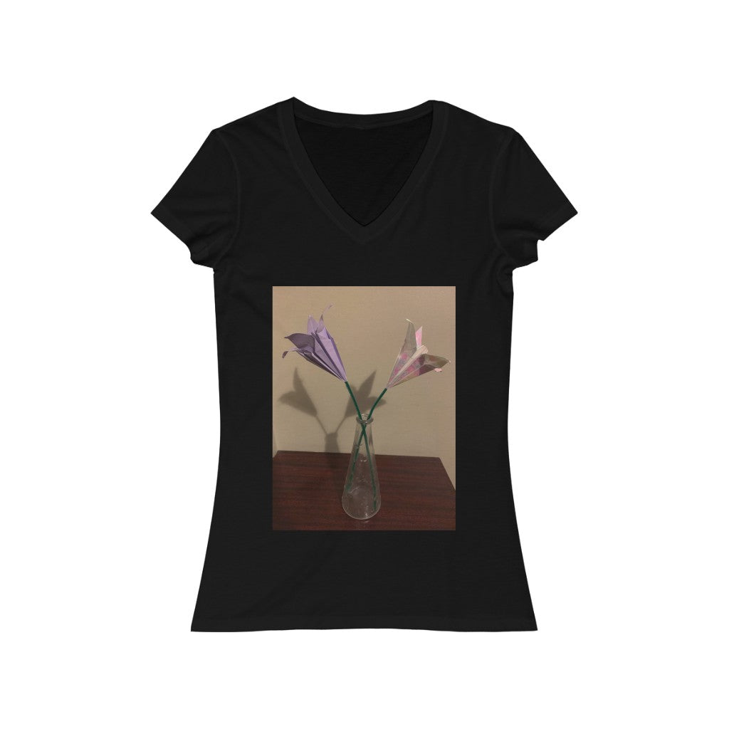 Origami Flowers - Women's Jersey Short Sleeve V-Neck Tee
