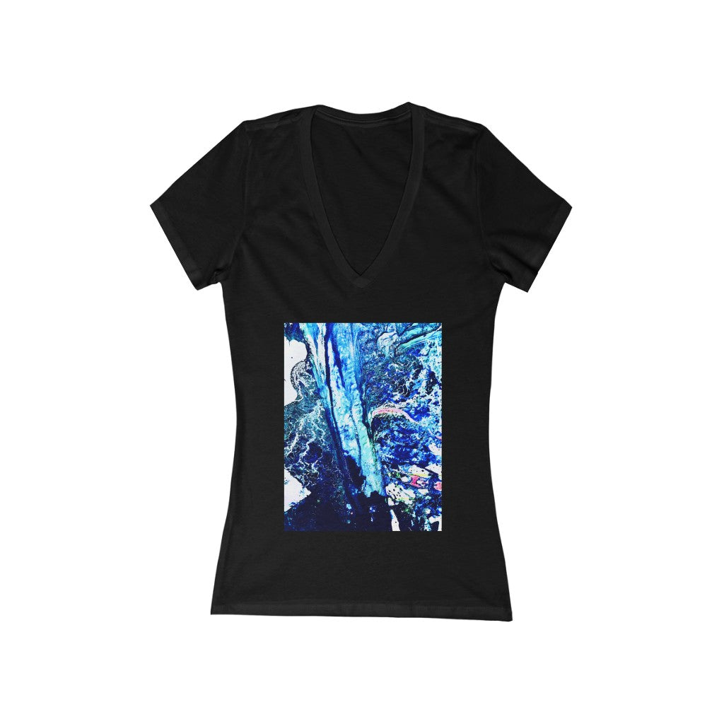Art Room Table Edge - Women's Jersey Short Sleeve V-Neck Tee