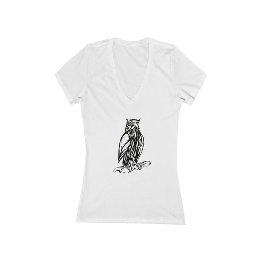 "The Wise Old Owl" - Women's Jersey Short Sleeve V-Neck Tee