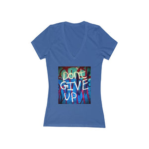 Don't Give Up - Women's Jersey Short Sleeve V-Neck Tee