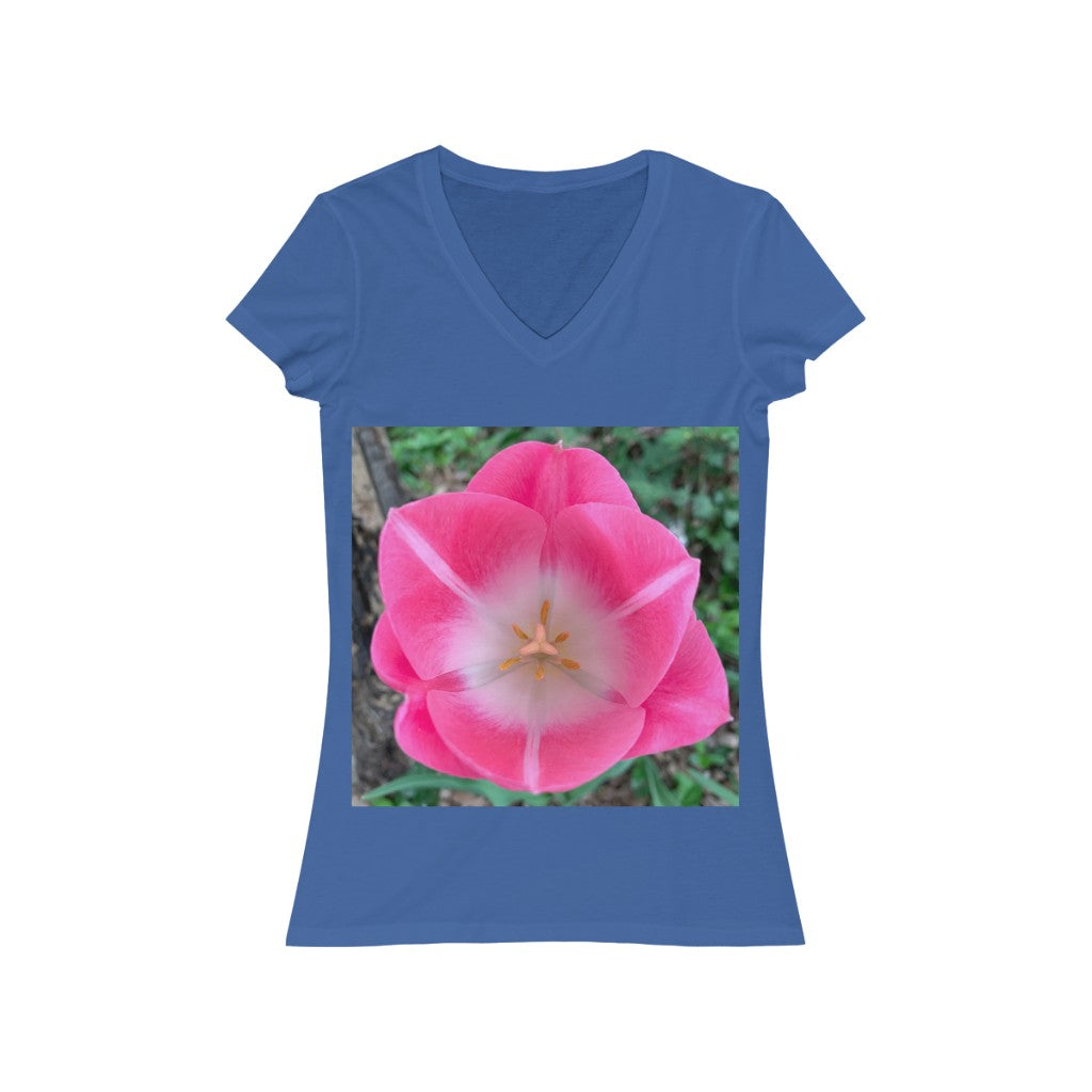 Tulip During the Day - Women's Jersey Short Sleeve V-Neck Tee