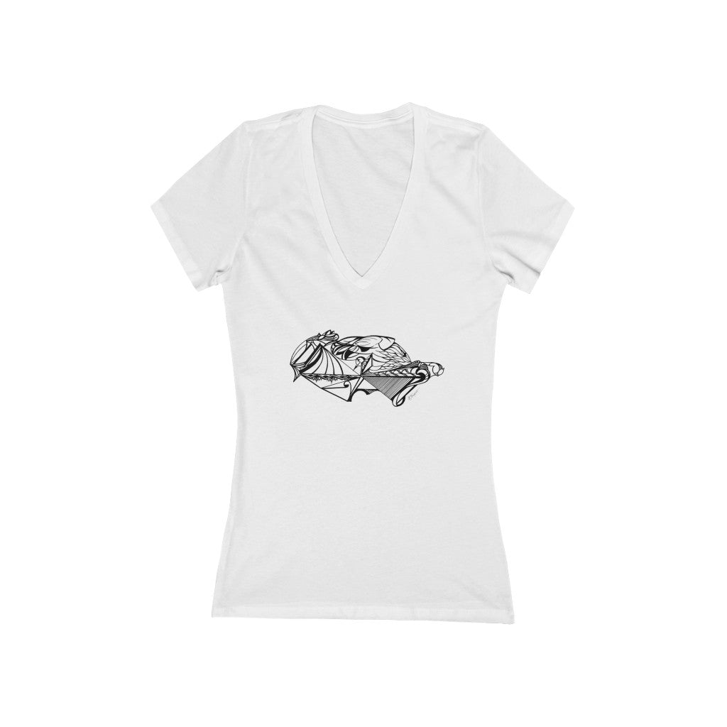 "Abstraction #6" - Women's Jersey Short Sleeve Deep V-Neck Tee