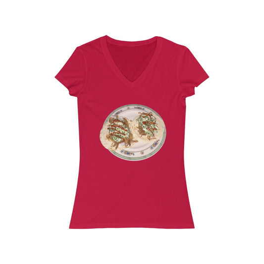 Pork Siracha Tacos - Women's Jersey Short Sleeve V-Neck Tee