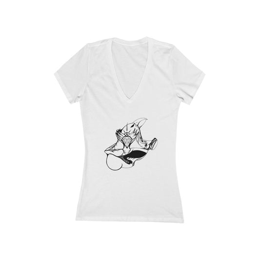 "Abstraction #4" - Women's Jersey Short Sleeve Deep V-Neck Tee