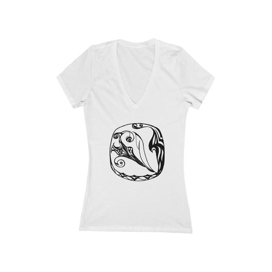 "Abstraction #5" - Women's Jersey Short Sleeve Deep V-Neck Tee