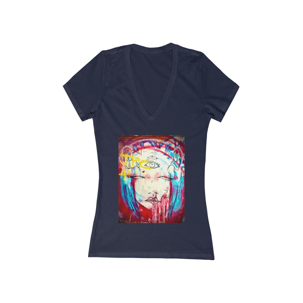 Eyes - Women's Jersey Short Sleeve V-Neck Tee