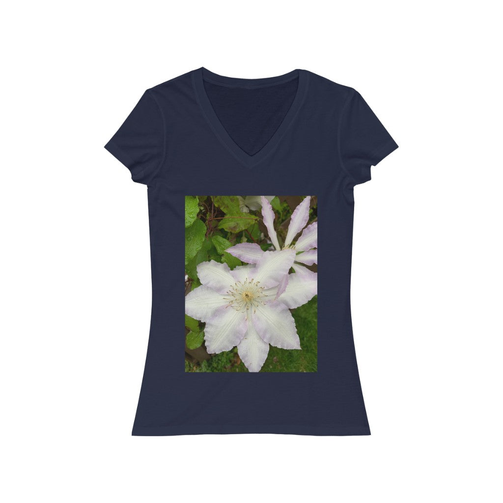 Clematis - Women's Jersey Short Sleeve V-Neck Tee