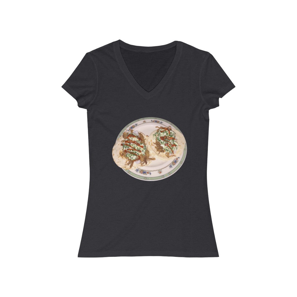 Pork Siracha Tacos - Women's Jersey Short Sleeve V-Neck Tee