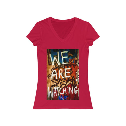 Watching - Women's Jersey Short Sleeve V-Neck Tee
