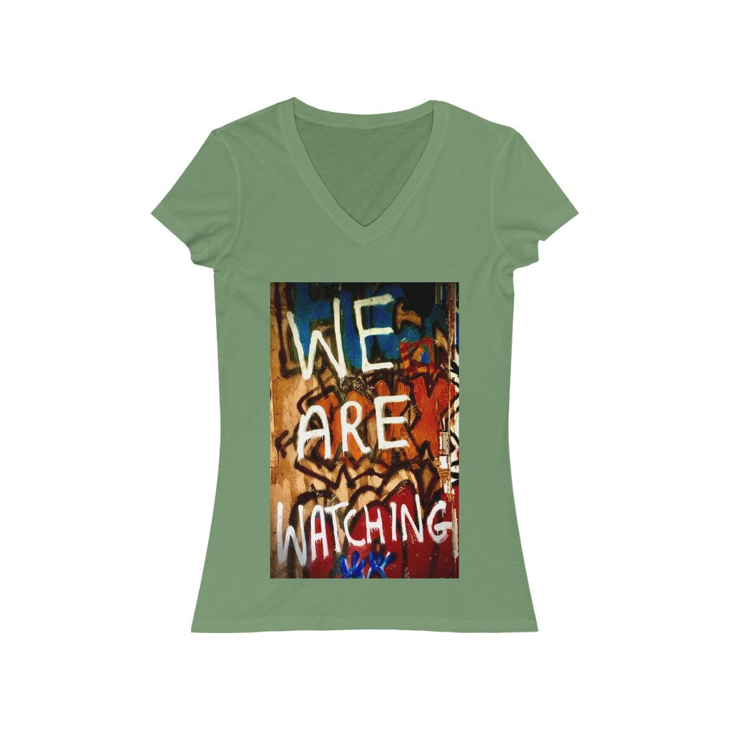 Watching - Women's Jersey Short Sleeve V-Neck Tee