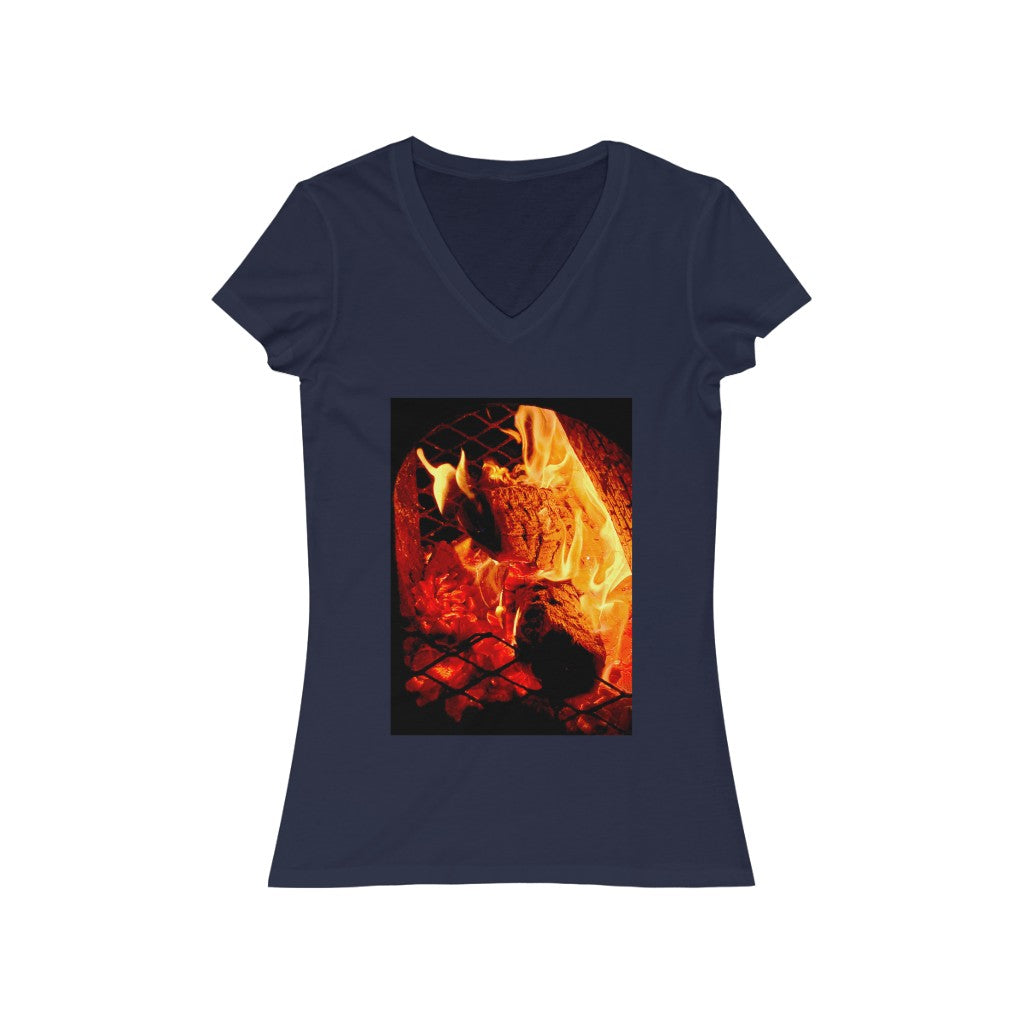 Chiminea - Women's Jersey Short Sleeve V-Neck Tee