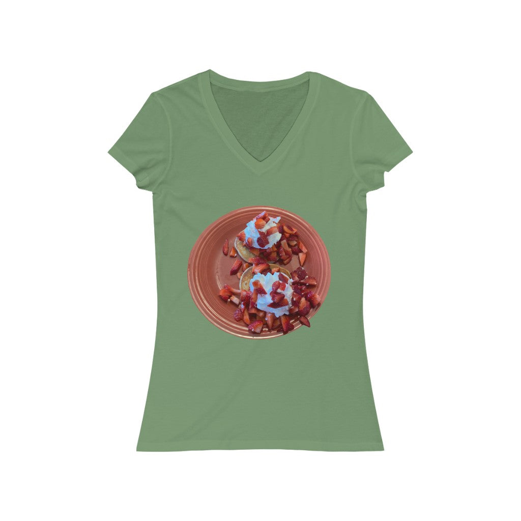 Pancakes - Women's Jersey Short Sleeve V-Neck Tee