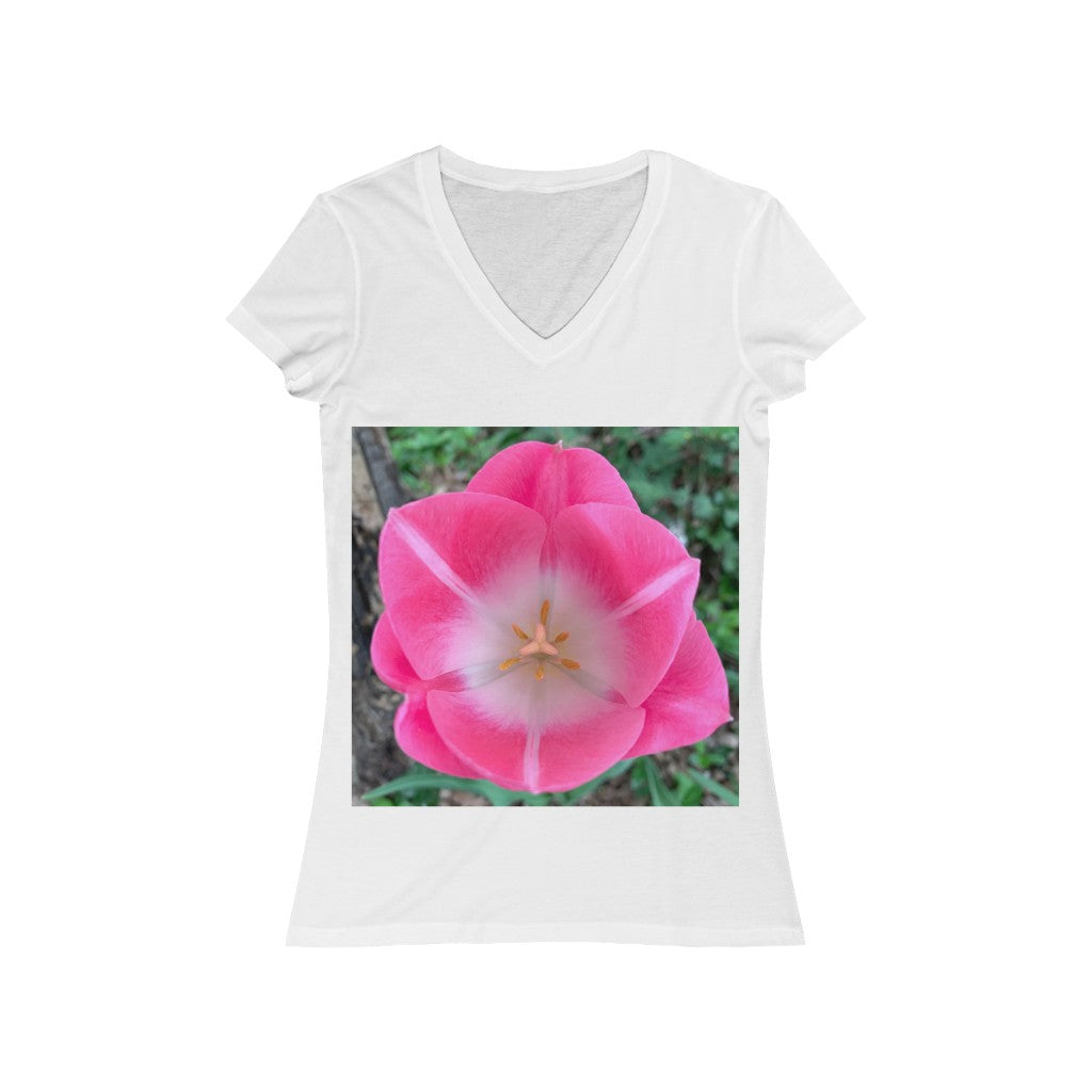 Tulip During the Day - Women's Jersey Short Sleeve V-Neck Tee
