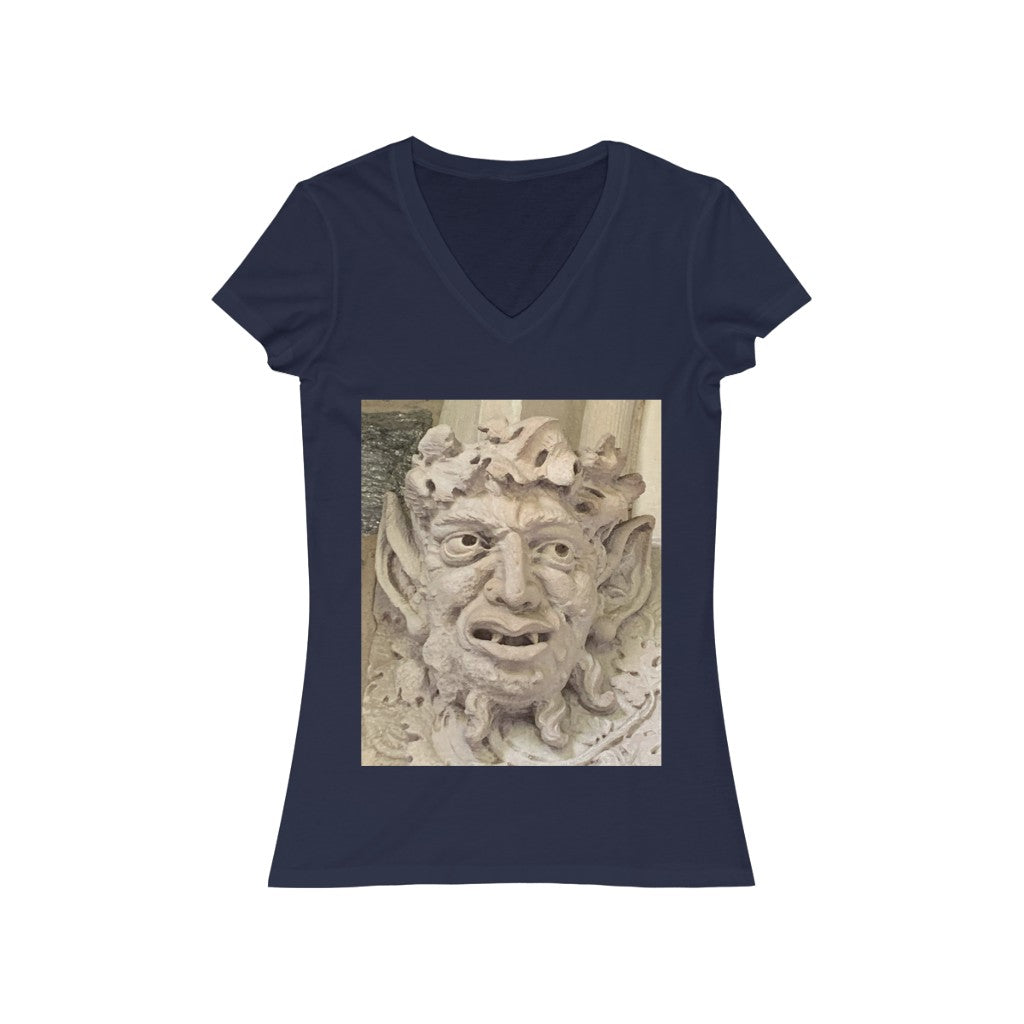 Face 2 - Women's Jersey Short Sleeve V-Neck Tee