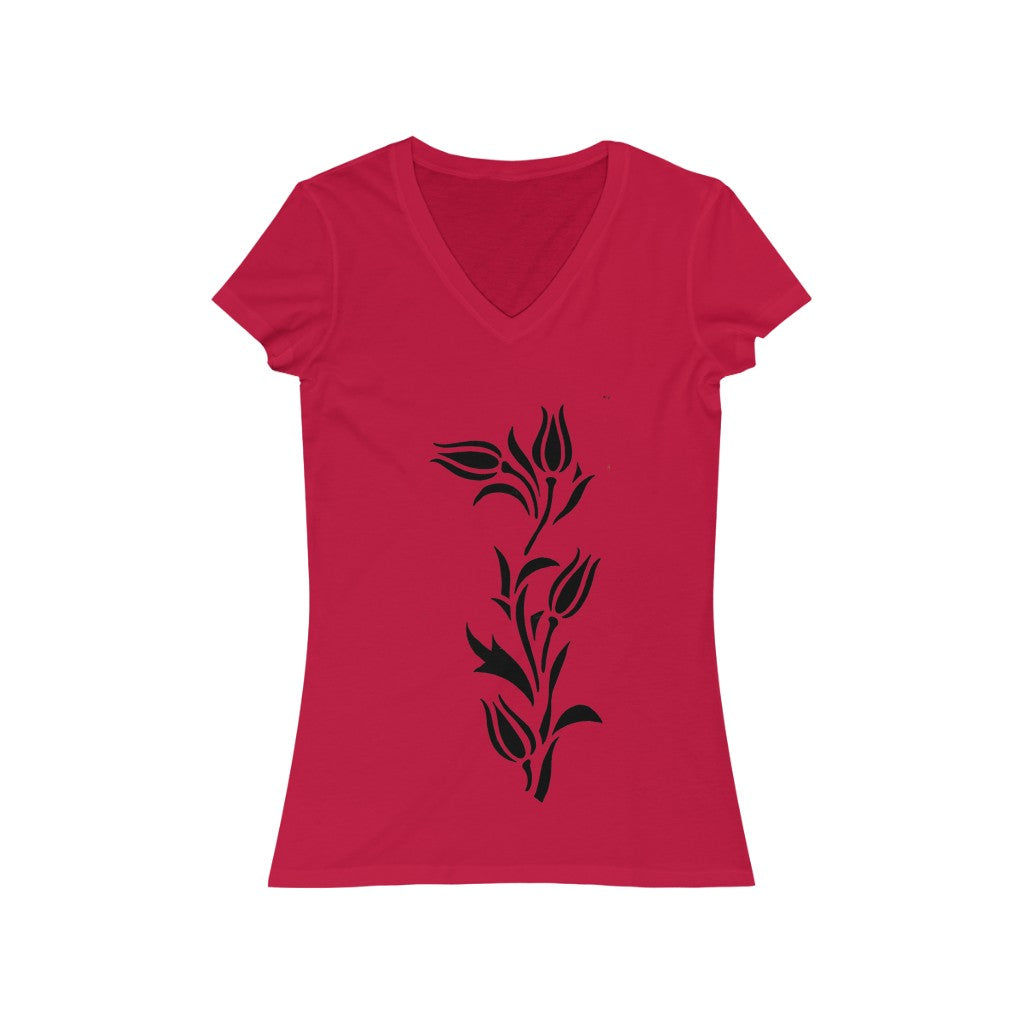 Flower 4 - Women's Jersey Short Sleeve V-Neck Tee