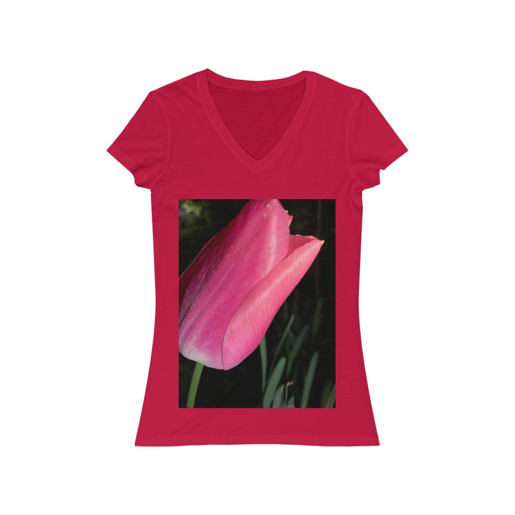 Tulip at Night - Women's Jersey Short Sleeve V-Neck Tee