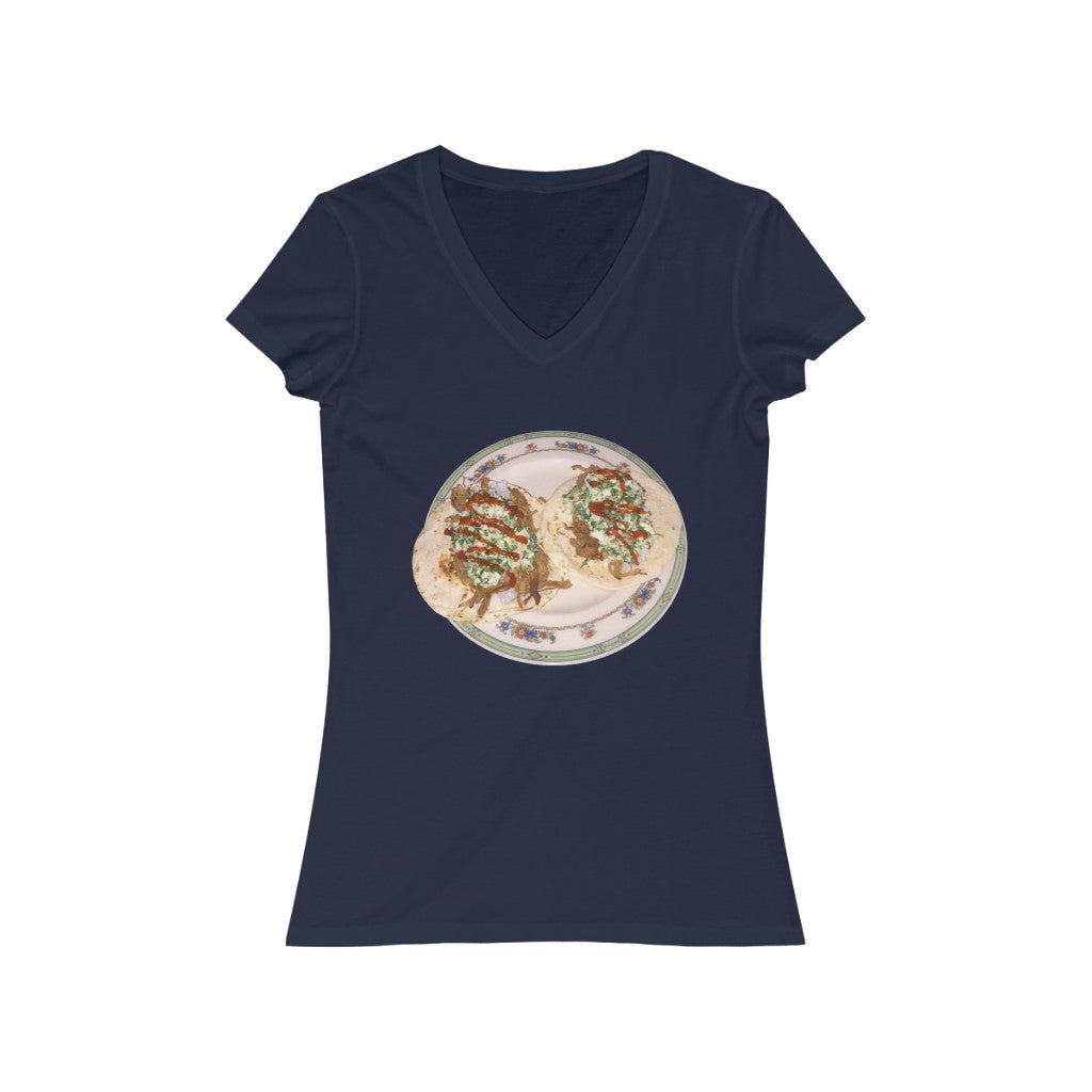 Pork Siracha Tacos - Women's Jersey Short Sleeve V-Neck Tee