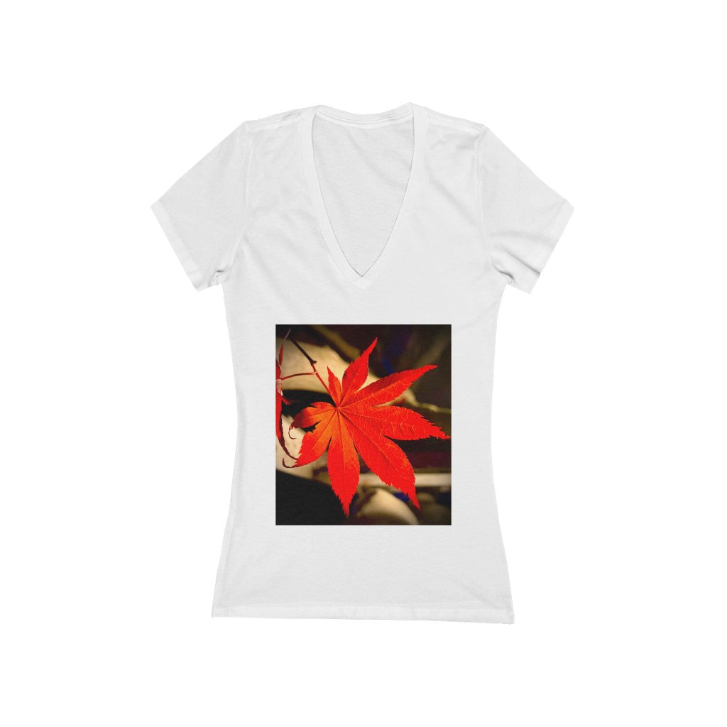 Japanese Maple Leaf - Women's Jersey Short Sleeve V-Neck Tee