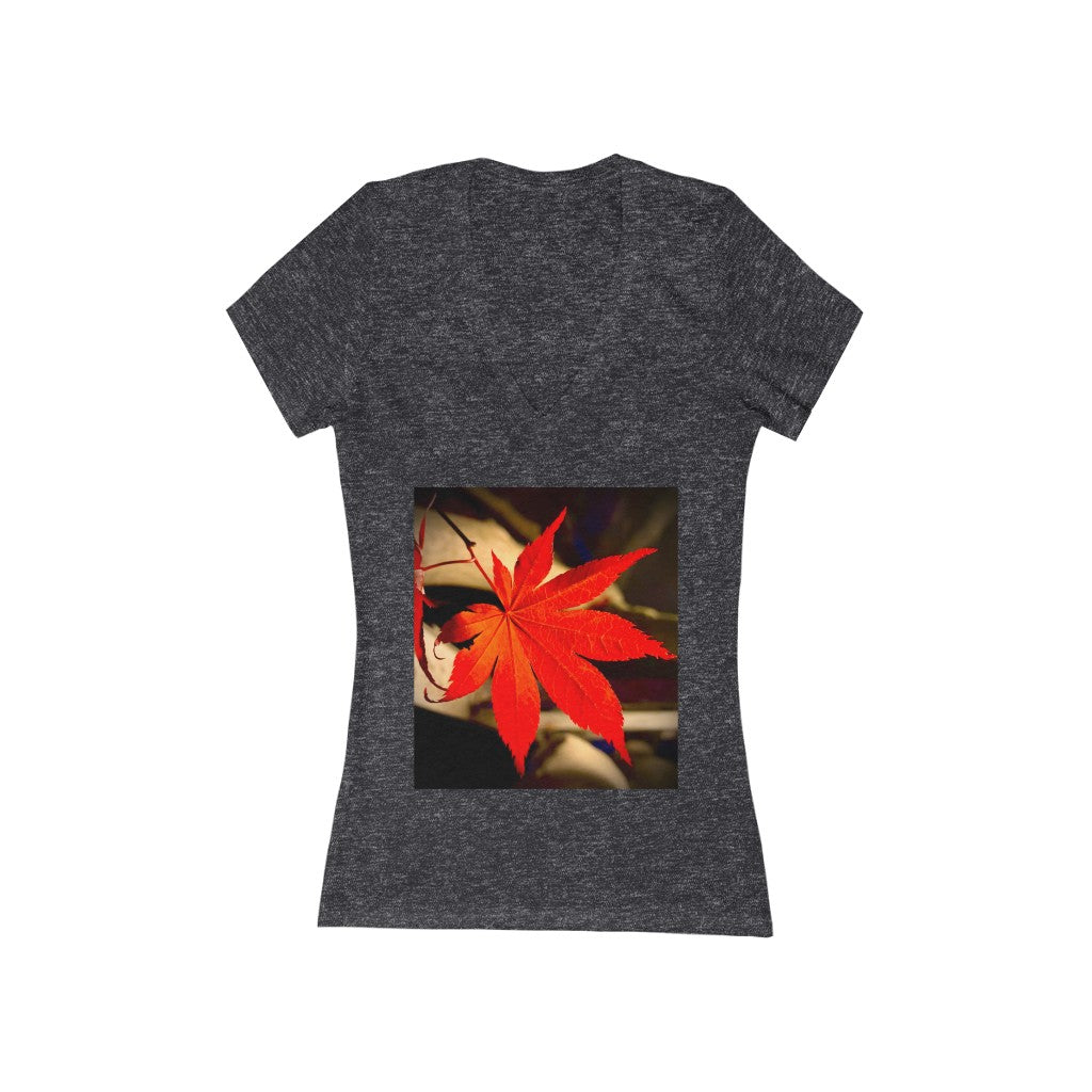 Japanese Maple Leaf - Women's Jersey Short Sleeve V-Neck Tee