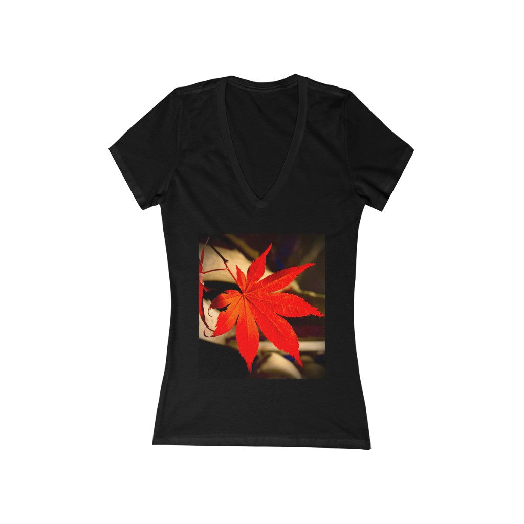 Japanese Maple Leaf - Women's Jersey Short Sleeve V-Neck Tee