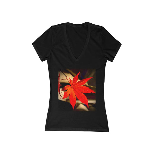 Japanese Maple Leaf - Women's Jersey Short Sleeve V-Neck Tee