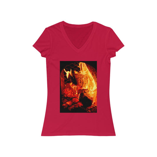 Chiminea - Women's Jersey Short Sleeve V-Neck Tee