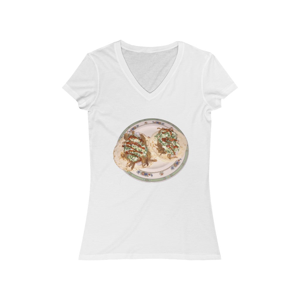 Pork Siracha Tacos - Women's Jersey Short Sleeve V-Neck Tee