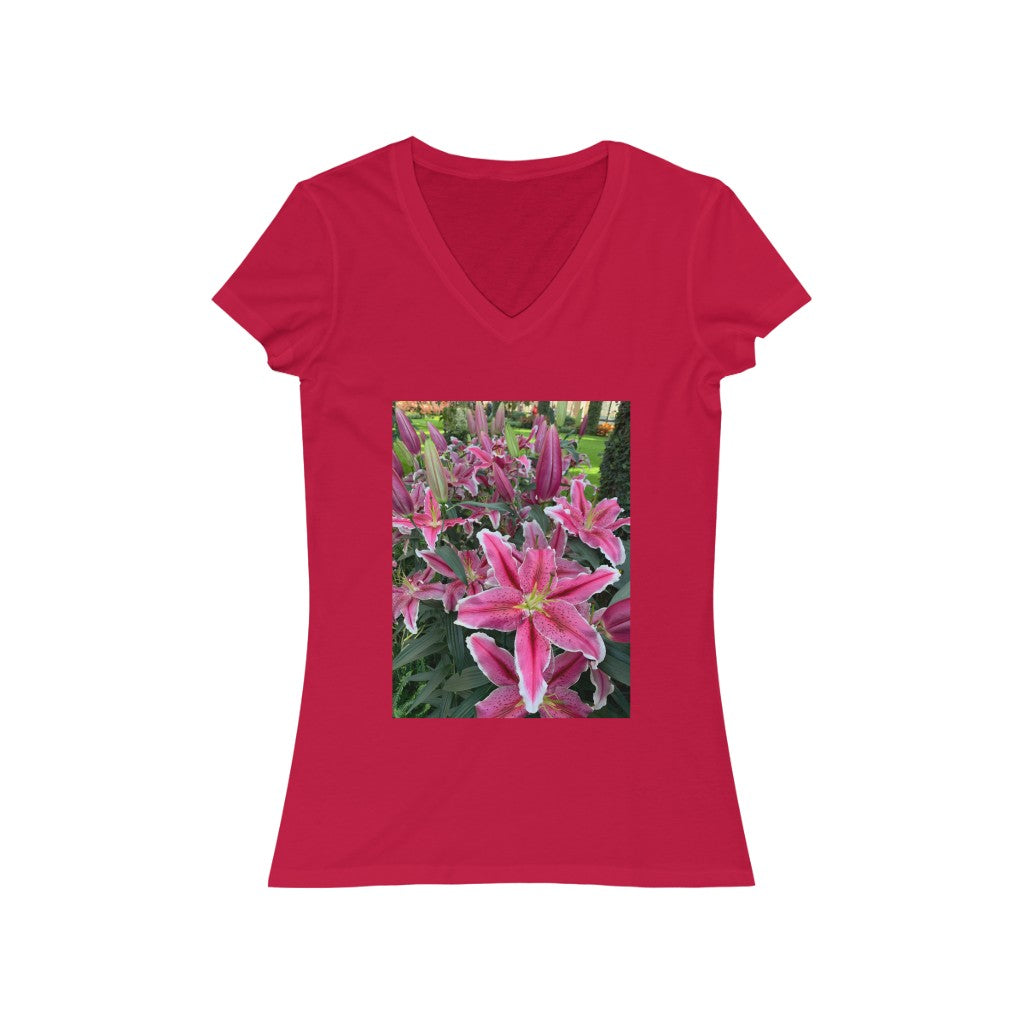 Flower 1 - Women's Jersey Short Sleeve V-Neck Tee