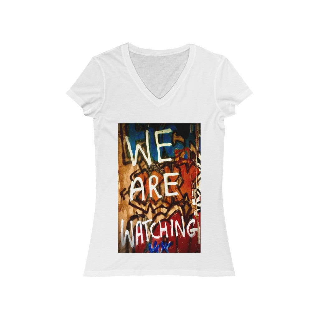 Watching - Women's Jersey Short Sleeve V-Neck Tee