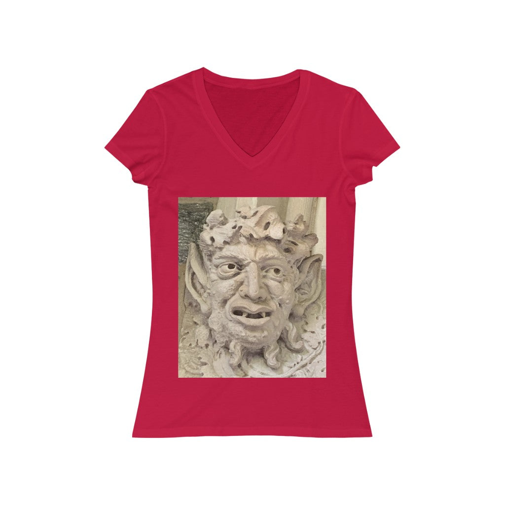 Face 2 - Women's Jersey Short Sleeve V-Neck Tee