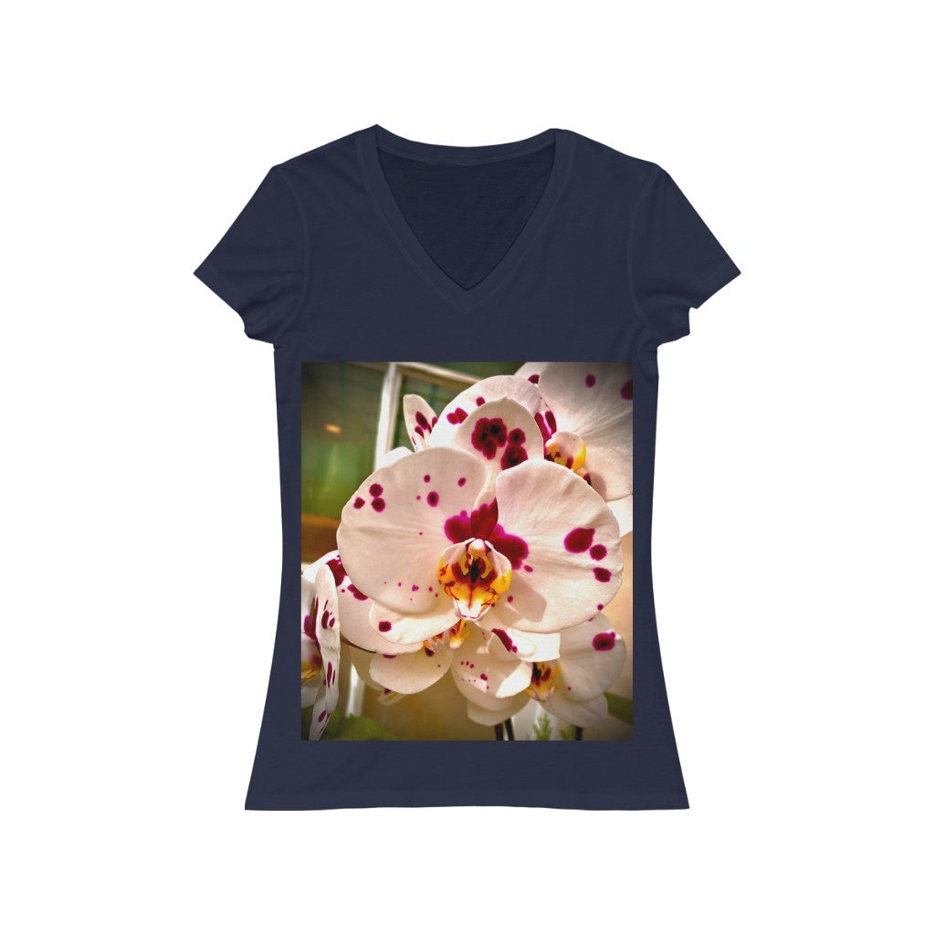 Orchid 7 - Women's Jersey Short Sleeve V-Neck Tee