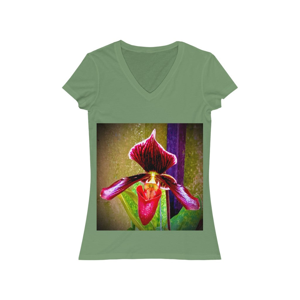 Orchid 4 - Women's Jersey Short Sleeve V-Neck Tee