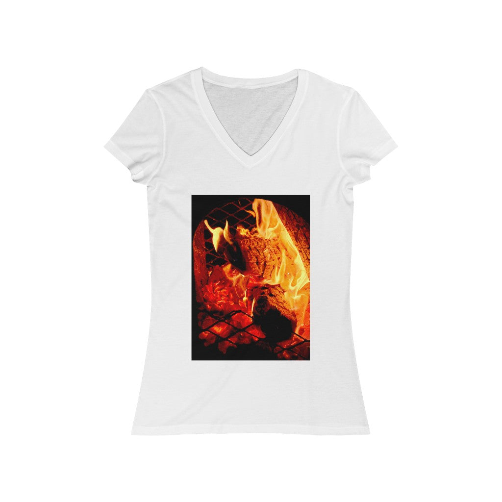 Chiminea - Women's Jersey Short Sleeve V-Neck Tee