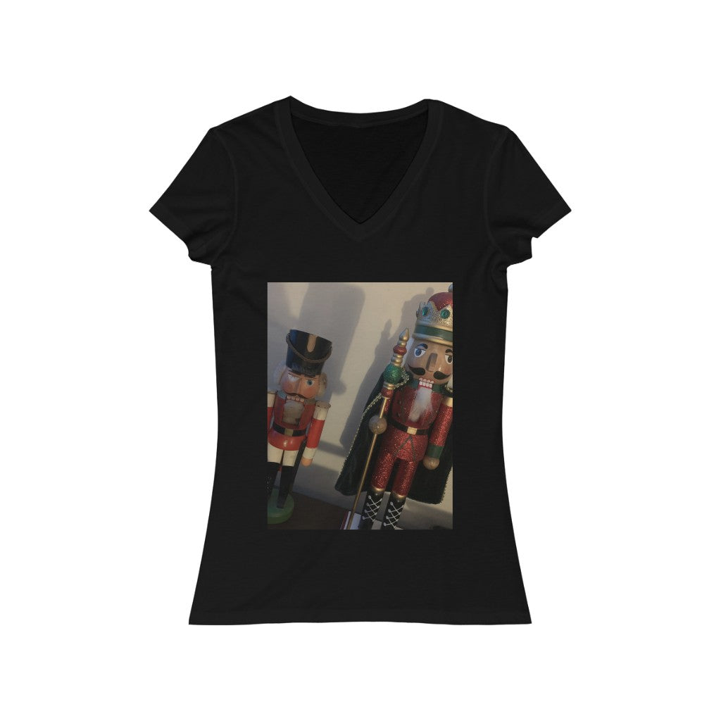 Nutcrackers, passing of the torch from battled warrior - Women's Jersey Short Sleeve V-Neck Tee