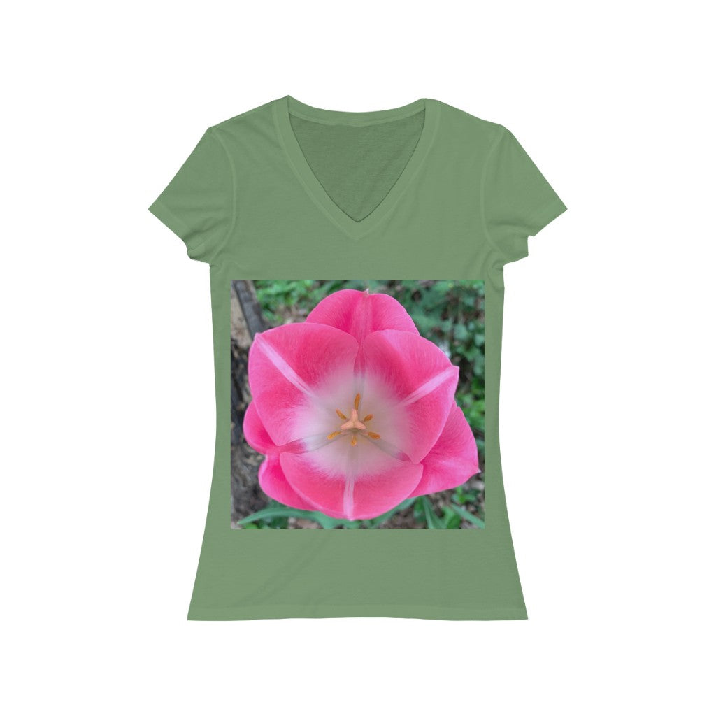Tulip During the Day - Women's Jersey Short Sleeve V-Neck Tee