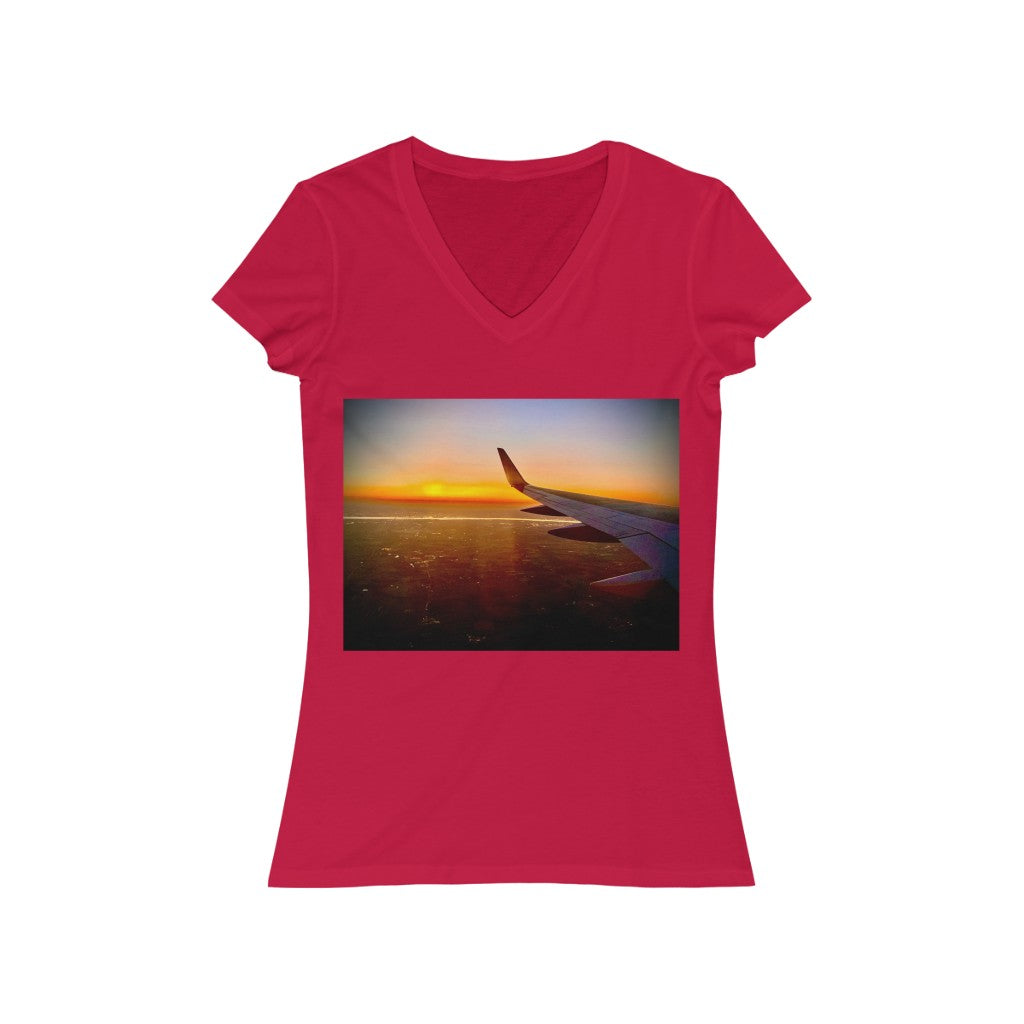 Wing & Sunset - Women's Jersey Short Sleeve V-Neck Tee