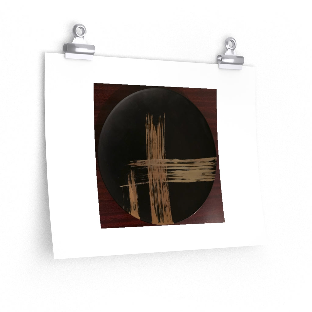 Black Plate with Gold Streaks - Premium Matte poster