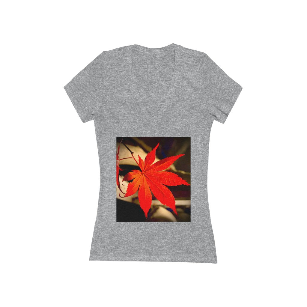 Japanese Maple Leaf - Women's Jersey Short Sleeve V-Neck Tee